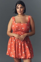 By Anthropologie Square-Neck Smocked Mini Dress