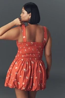 By Anthropologie Square-Neck Smocked Mini Dress