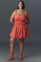 By Anthropologie Square-Neck Smocked Mini Dress
