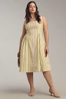 Maeve Sleeveless Notched Square-Neck Midi Dress