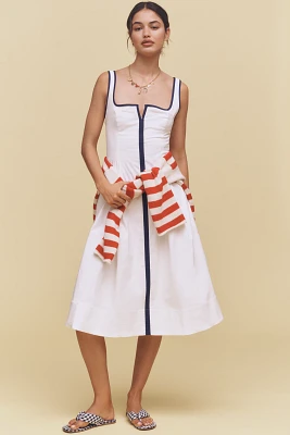Maeve Sleeveless Notched Square-Neck Midi Dress