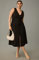 By Anthropologie Sleeveless V-Neck Button-Front Midi Dress