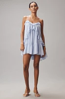 By Anthropologie Tiered Ruffle Silk Mini Dress
