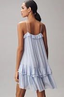 By Anthropologie Tiered Ruffle Silk Mini Dress