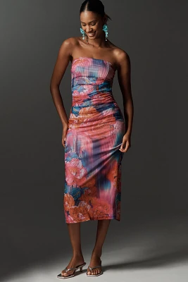 The Soleil Slim Strapless Ruched Mesh Dress