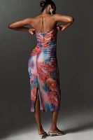 The Soleil Slim Strapless Ruched Mesh Dress