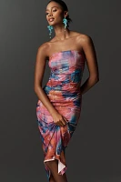 The Soleil Slim Strapless Ruched Mesh Dress