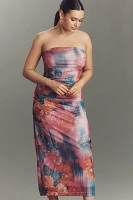 The Soleil Slim Strapless Ruched Mesh Dress