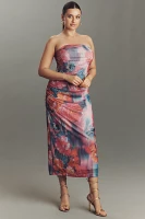 The Soleil Slim Strapless Ruched Mesh Dress