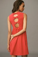 Maeve Sleeveless High-Neck Back-Bow Mini Dress