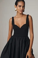 ESTHÉ Sleeveless Sweetheart Ribbed Poplin Midi Dress