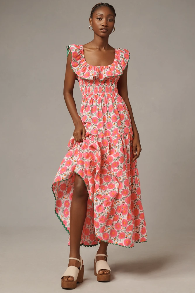 Pink City Prints Susie Neon Poppy Maxi Dress