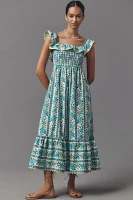 Pink City Prints Carrie Sleeveless Ruffled Midi Dress
