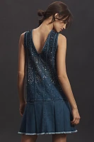 Pilcro Sparkle Button-Front Denim Mini Dress