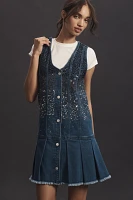 Pilcro Sparkle Button-Front Denim Mini Dress