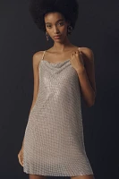 By Anthropologie Cowl-Neck Chainmail Slip Mini Dress