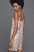 By Anthropologie Cowl-Neck Chainmail Slip Mini Dress