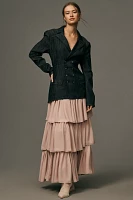 Pilcro Long-Sleeve Blazer Twofer Tiered Maxi Dress