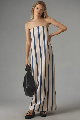 BONDI BORN Maine Strapless Linen Maxi Dress