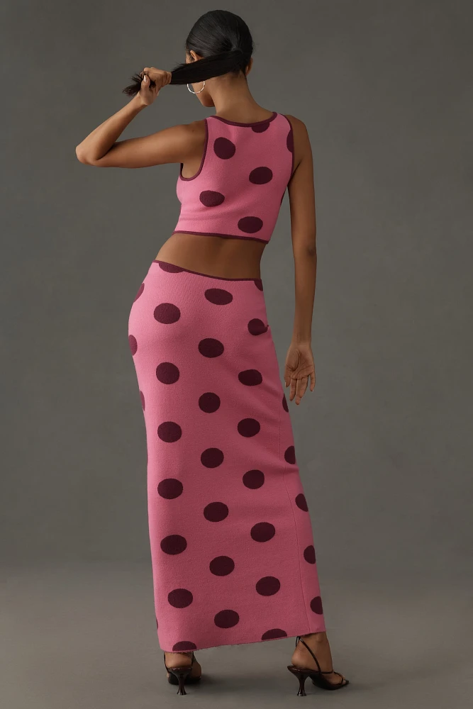 The Wolf Gang Mira Sleeveless Knit Dot Maxi Dress