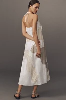 Lingua Franca Patmos Linen Blend Patchwork Midi Dress