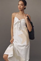Lingua Franca Patmos Linen Blend Patchwork Midi Dress