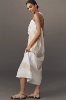 Lingua Franca Patmos Linen Blend Patchwork Midi Dress
