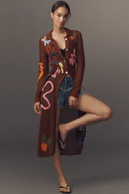 Lingua Franca Onar Embroidered Midi Shirt Dress