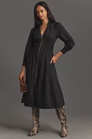 The Tommie Smocked Front-Zip Shirt Dress: Long-Sleeve Edition