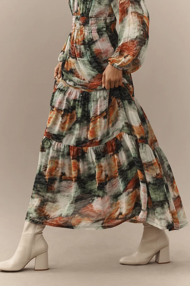 The Somerset Maxi Dress: Long-Sleeve Mock-Neck Chiffon Edition