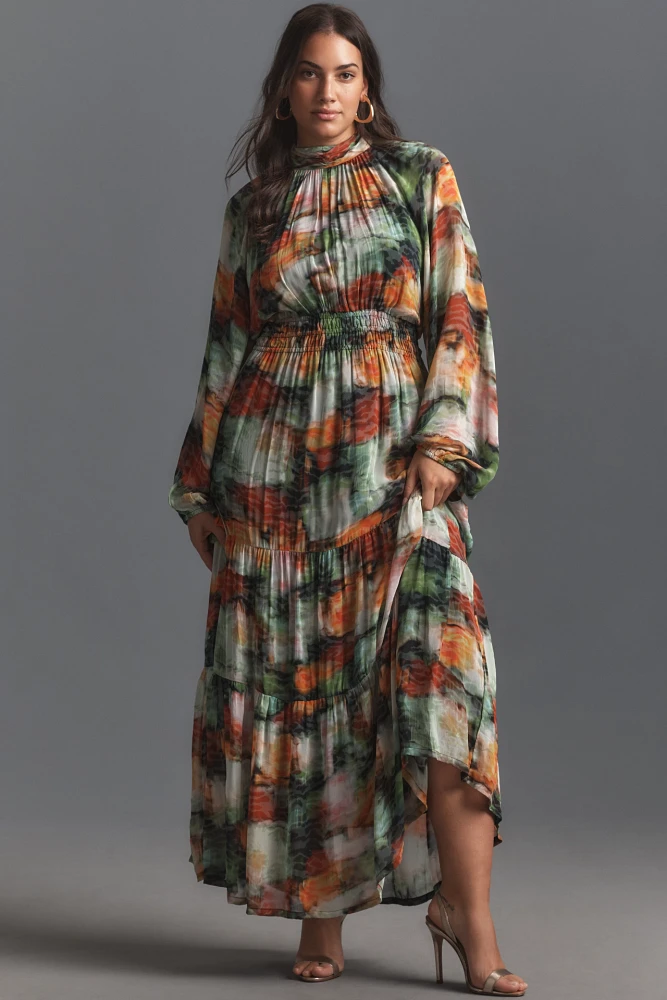 The Somerset Maxi Dress: Long-Sleeve Mock-Neck Chiffon Edition