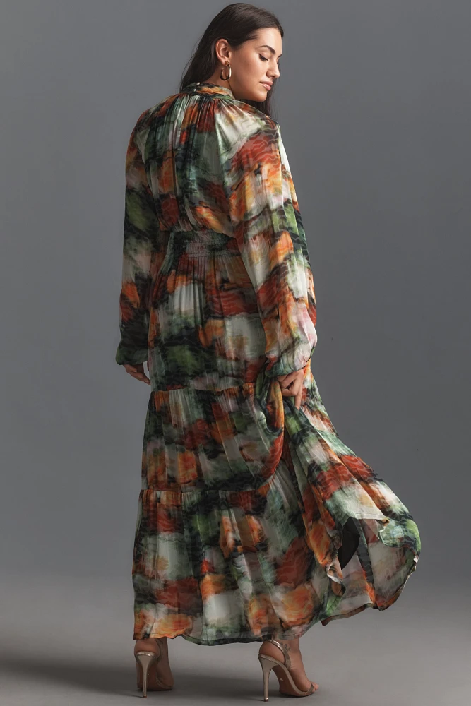 The Somerset Maxi Dress: Long-Sleeve Mock-Neck Chiffon Edition