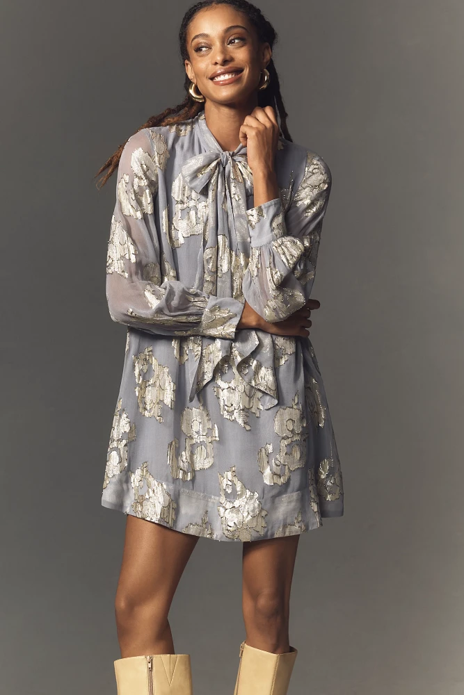 The Caroline Tie-Neck Mini Dress by Maeve: Jacquard Edition