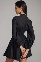 The Tommie Smocked Front-Zip Shirt Dress: Long-Sleeve Mini Edition