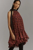 By Anthropologie Tie-Neck Halter Ruffled Mini Dress