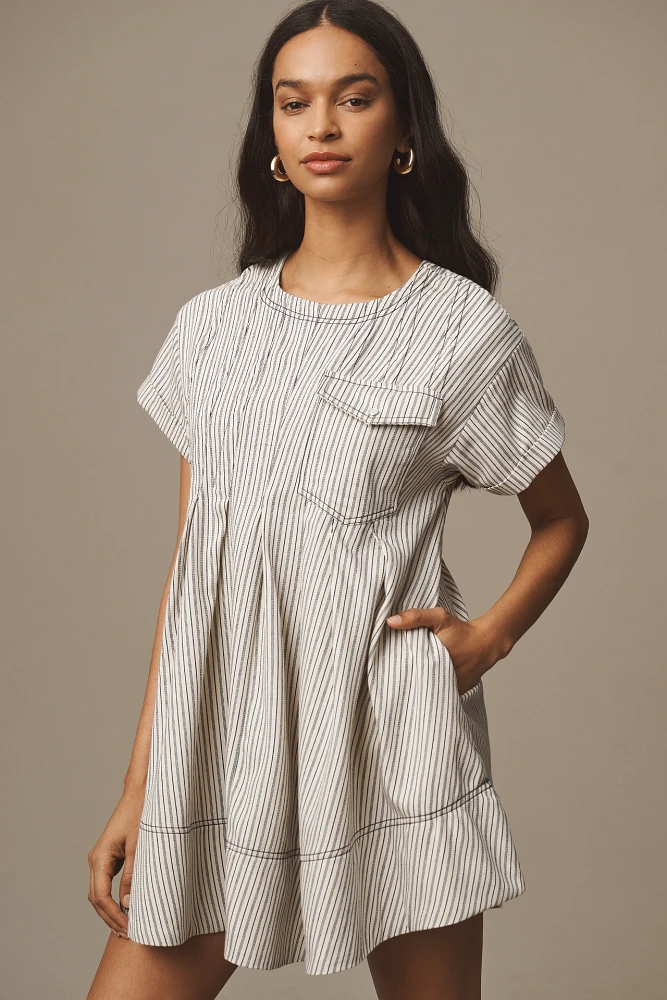 Pilcro Short-Sleeve Denim Mini Swing Dress