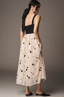 Maeve Square-Neck A-Line Twofer Maxi Dress