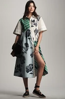 Maeve Mixed-Print Buttondown Dress