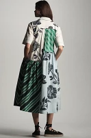 Maeve Mixed-Print Buttondown Dress