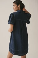 By Anthropologie Embroidered Denim Shirt Dress