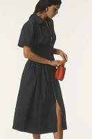 The Tommie Short-Sleeve Smocked Front-Zip Shirt Dress