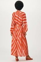 Maeve Mock-Neck Bishop-Sleeve Maxi Dress