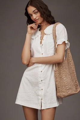The Keira Collared Button-Front Mini Dress by Pilcro