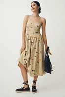 Maeve Sleeveless Square-Neck Drop-Waist Midi Dress