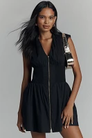 The Tommie Cap-Sleeve Smocked Front-Zip Shirt Dress: Mini Edition