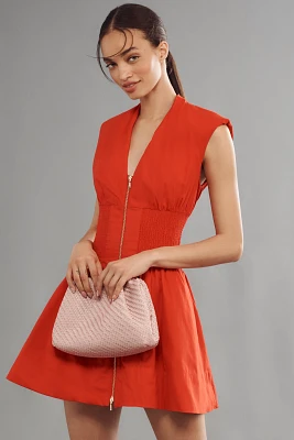 The Tommie Cap-Sleeve Smocked Front-Zip Shirt Dress: Mini Edition