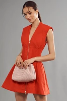 The Tommie Cap-Sleeve Smocked Front-Zip Shirt Dress: Mini Edition