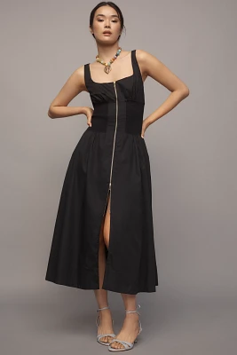 The Tommie Smocked Front-Zip Shirt Dress: Sleeveless Scoop-Neck Edition