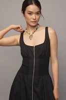 The Tommie Smocked Front-Zip Shirt Dress: Sleeveless Scoop-Neck Edition