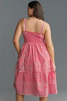 By Anthropologie Sleeveless Sweetheart Gingham Midi Dress